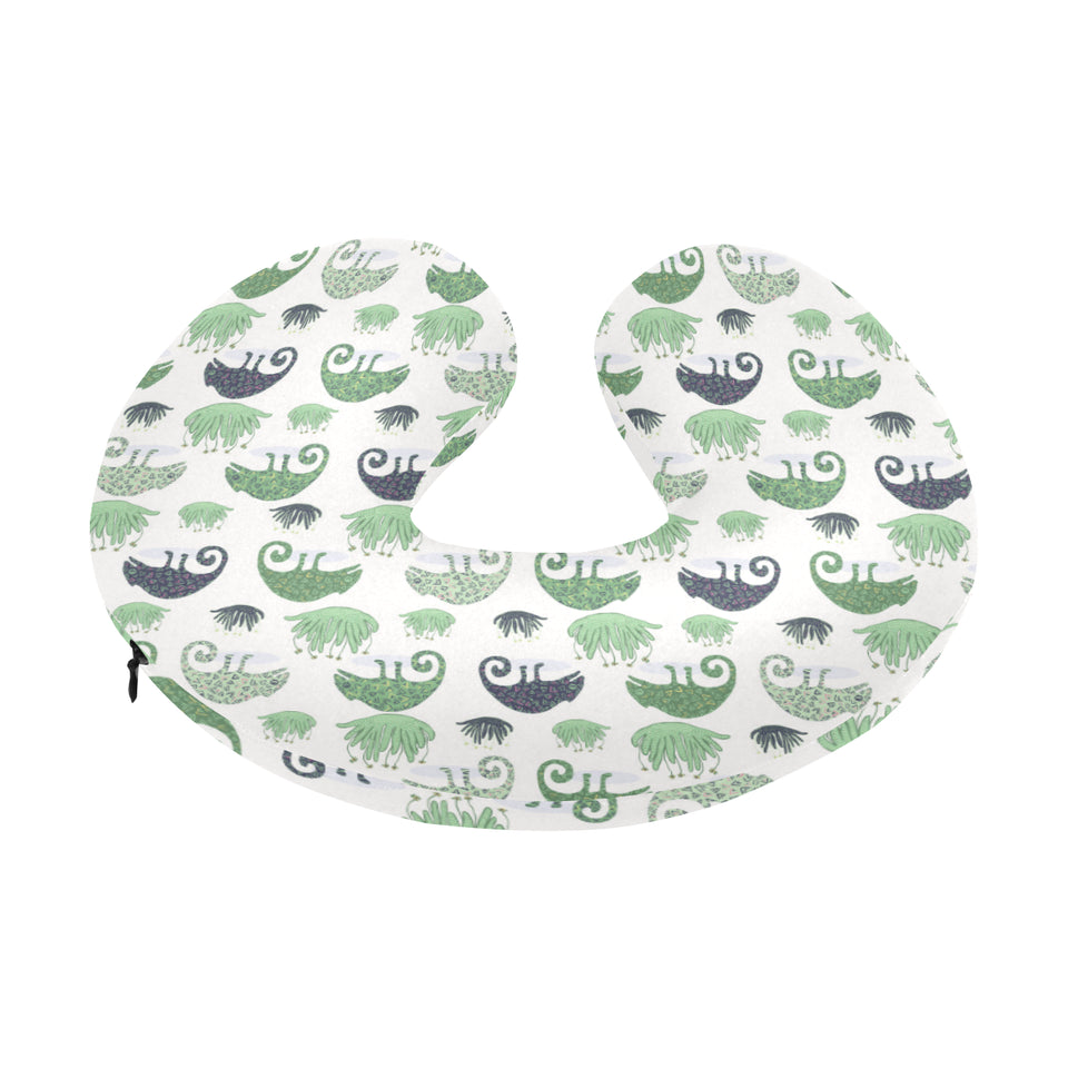 Chameleon lizard succulent plant pattern U-Shaped Travel Neck Pillow