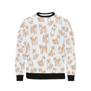 shiba inu dog pattern Men's Crew Neck Sweatshirt