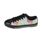 Colorful orchid flower pattern Men's Low Top Canvas Shoes Black