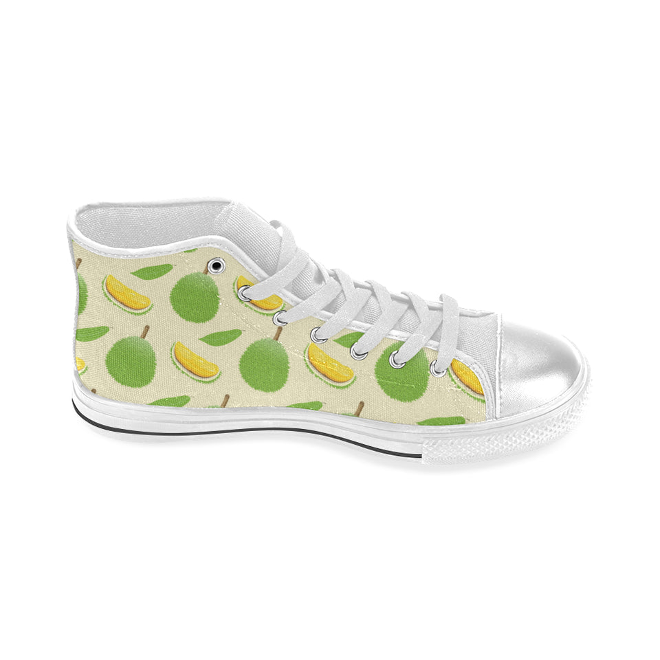 Durian pattern Women's High Top Canvas Shoes White