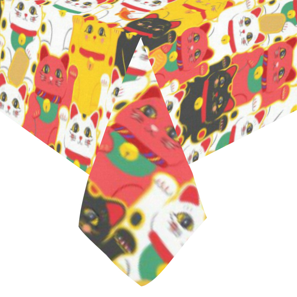 Colorful Maneki neko cat pattern Tablecloth