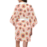 papaya leaves pattern Women's Short Kimono Robe