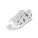 Boston terrier dog hearts vector pattern Men's Low Top Shoes White
