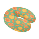 orange fruit pattern green background U-Shaped Travel Neck Pillow