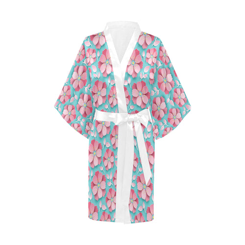 3D sakura cherry blossom pattern Women's Short Kimono Robe