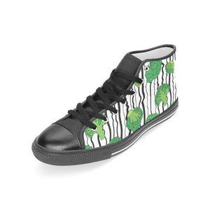 Cool Broccoli pattern Women's High Top Canvas Shoes Black