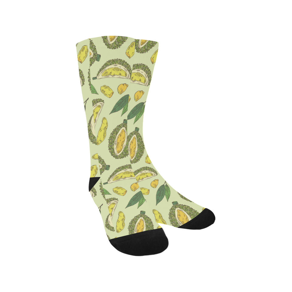 Durian leaves pattern background Crew Socks