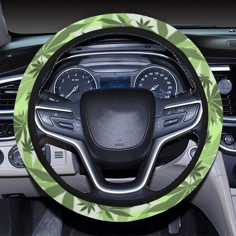 Canabis Marijuana Weed Pattern Print Design 01 Car Steering Wheel Cover