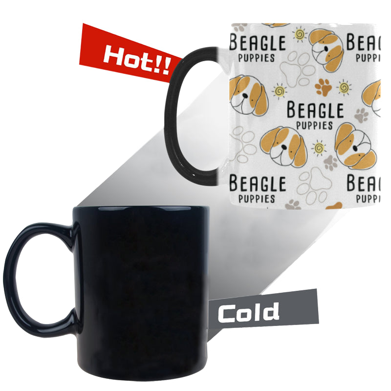 Cute beagle dog pattern background Morphing Mug Heat Changing Mug