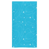 Airplane destinations blue background Bath Towel