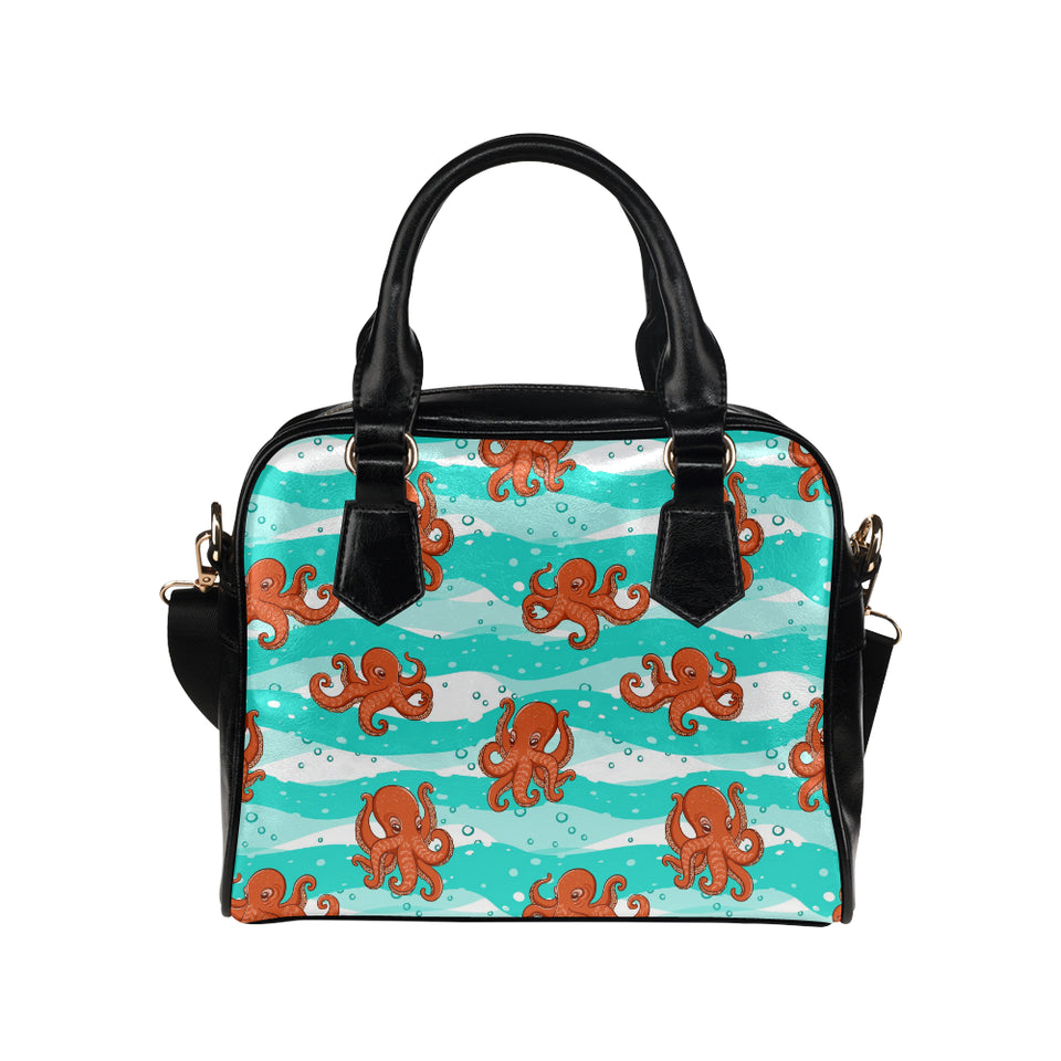 Octopuses sea wave background Shoulder Handbag