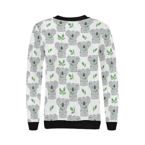 Hand drawn Koala leaves pattern Women's Crew Neck Sweatshirt