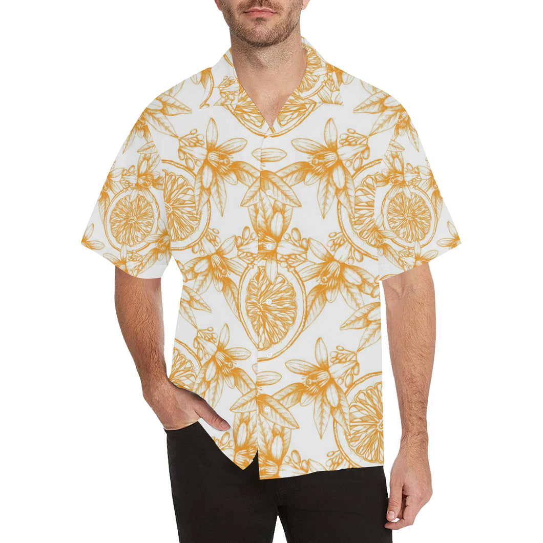 hand drawn orange fruit pattern Men's All Over Print Hawaiian Shirt