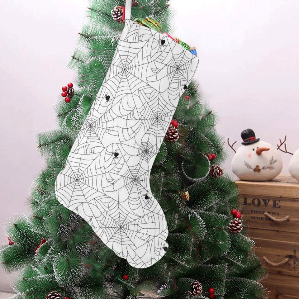 Spider web cobweb pattern white background Christmas Stocking