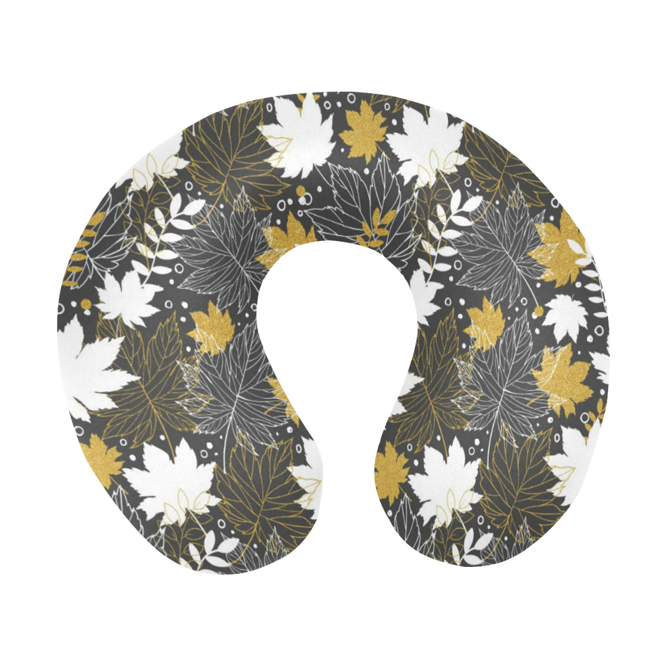 Beautiful gold autumn maple leaf pattern U-Shaped Travel Neck Pillow