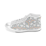 Cute rainbow clound star pattern Men's High Top Canvas Shoes White