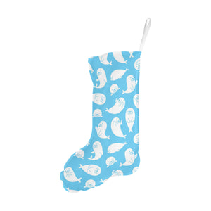 Cute white sea lion seals pattern Christmas Stocking