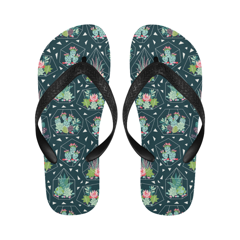 Cactus glass terrarium pattern Unisex Flip Flops