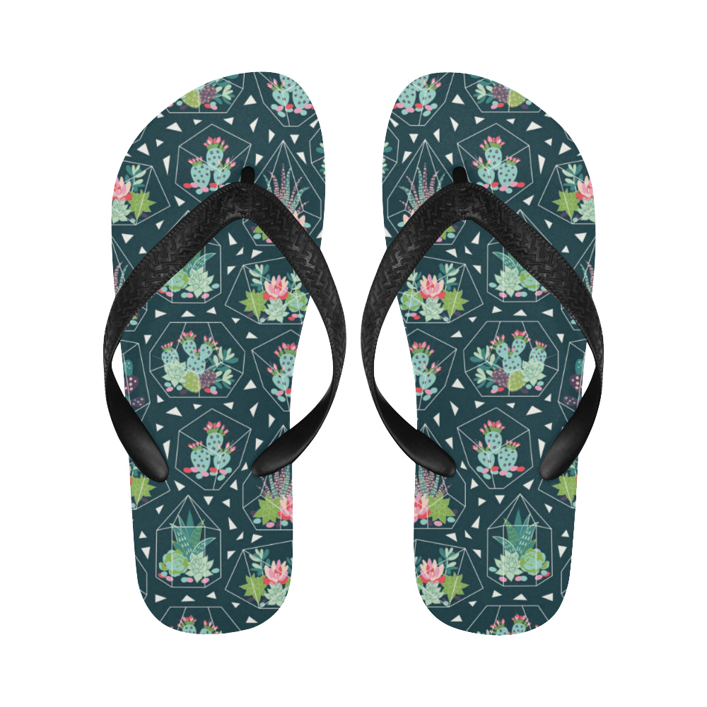 Cactus glass terrarium pattern Unisex Flip Flops
