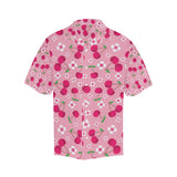 cherry flower pattern pink background Men's All Over Print Hawaiian Shirt