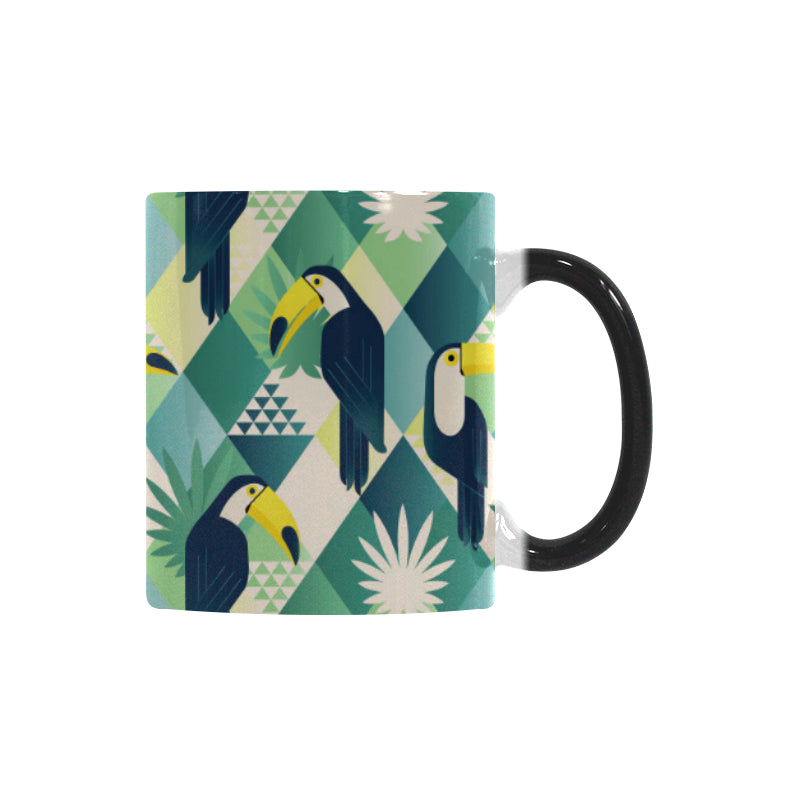 Toucan tropical leaves design pattern Morphing Mug Heat Changing Mug