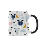 Cute sleeping sheep moon cloud pattern Morphing Mug Heat Changing Mug