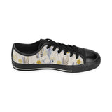 Lavender modern pattern blackground Men's Low Top Canvas Shoes Black