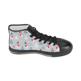 Snowman christmas  tree snow gray background Women's High Top Canvas Shoes Black