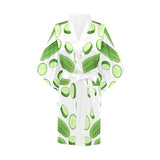 cucumber whole slices pattern Women's Short Kimono Robe