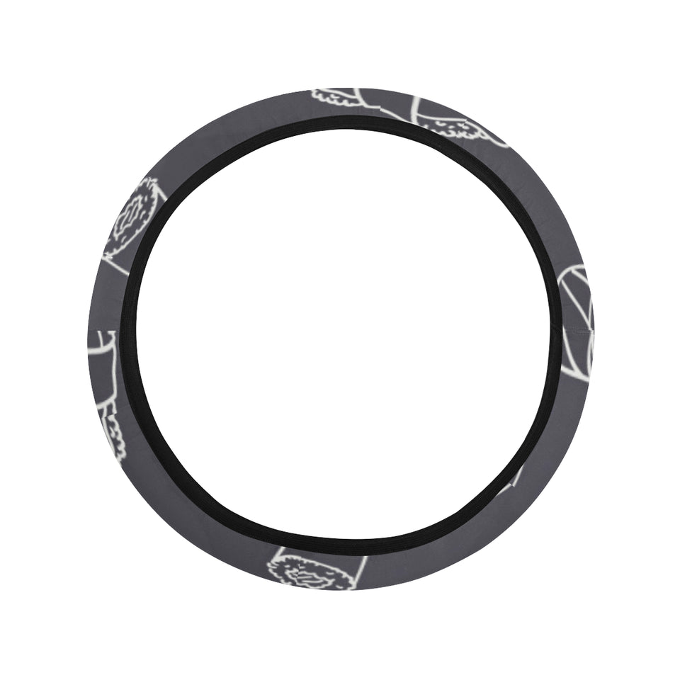 sushi pattern black background Car Steering Wheel Cover