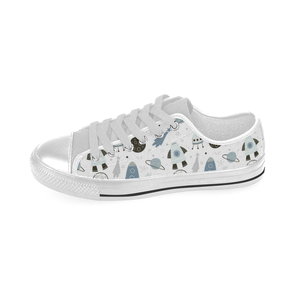 Hand drawn space elements space rocket star planet Men's Low Top Shoes White