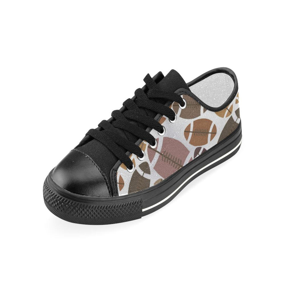 American football ball pattern Kids' Boys' Girls' Low Top Canvas Shoes Black