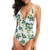 blueberry white background Women's One-Piece Swimsuit