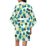 blueberry flower pattern Women's Short Kimono Robe