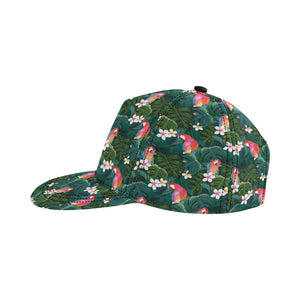 Parrot Palm tree leaves flower hibiscus pattern All Over Print Snapback Cap