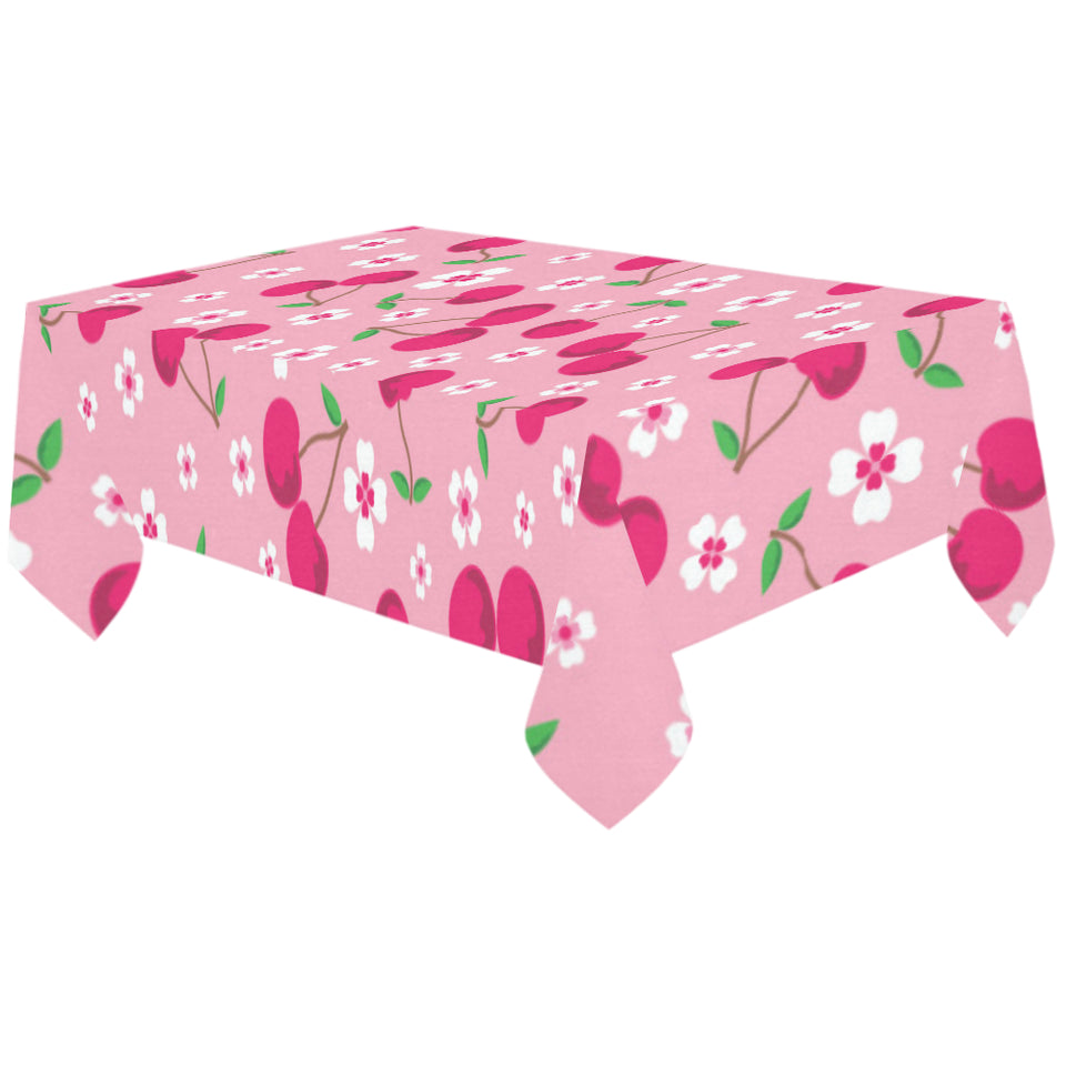 cherry flower pattern pink background Tablecloth