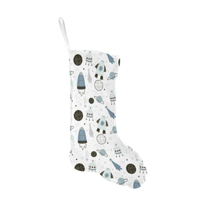 Hand drawn space elements space rocket star planet Christmas Stocking