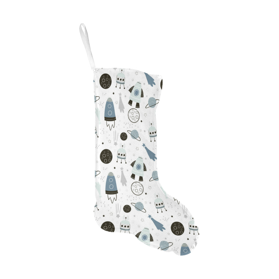 Hand drawn space elements space rocket star planet Christmas Stocking