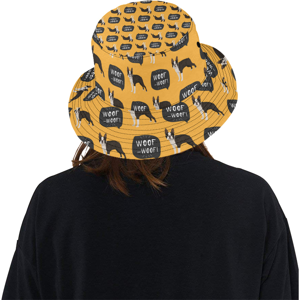 Boston terrier design pattern Unisex Bucket Hat