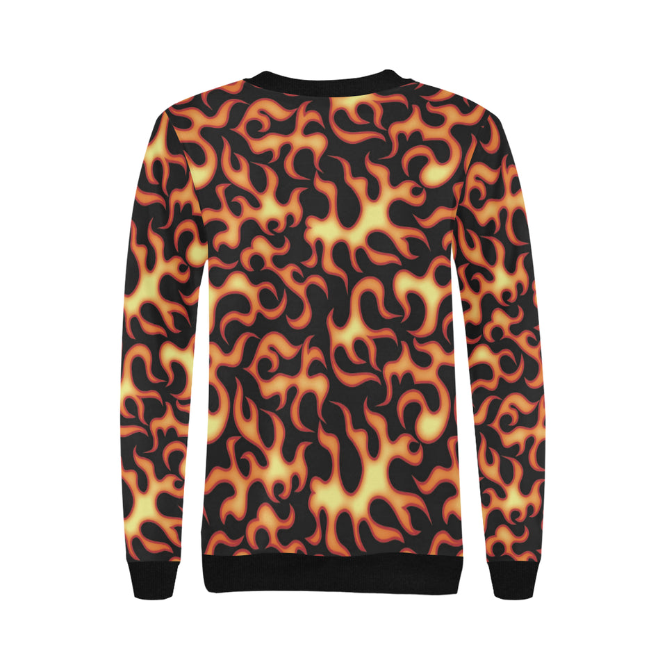 Fire flame dark pattern Women's Crew Neck Sweatshirt