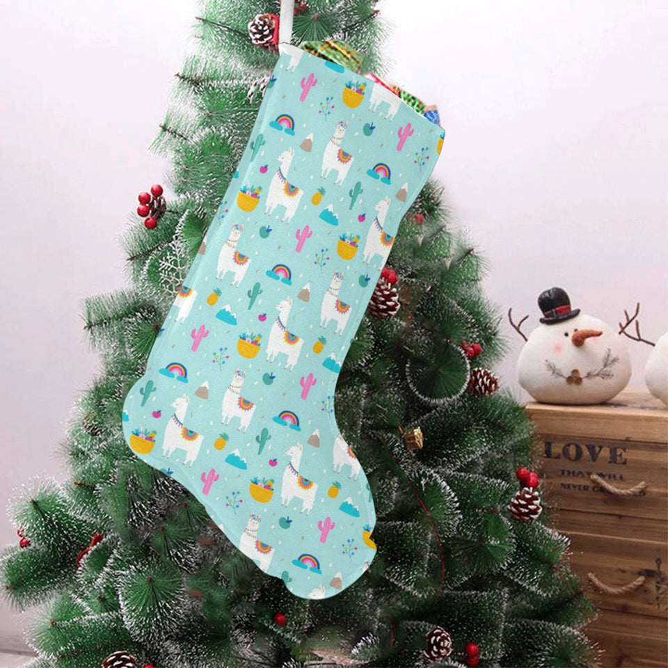 Llama alpaca cactus leaves pattern Christmas Stocking
