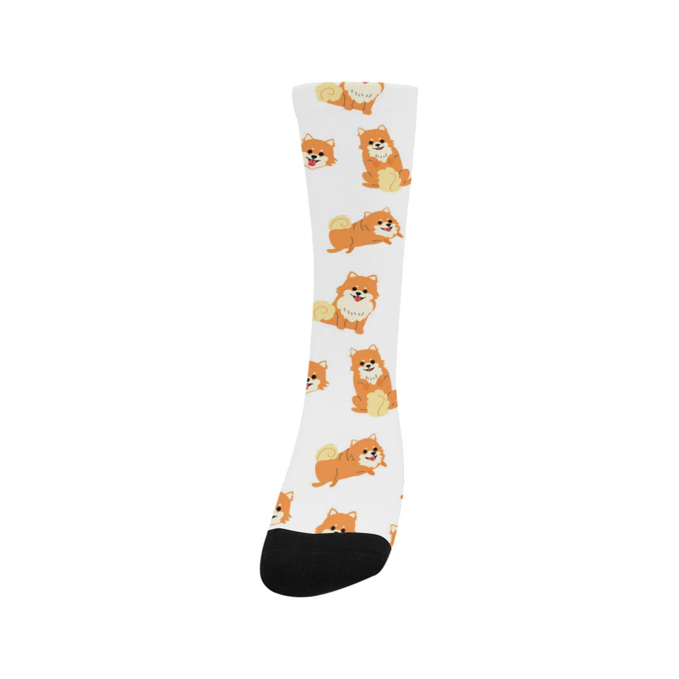 Brown pomeranian pattern Crew Socks