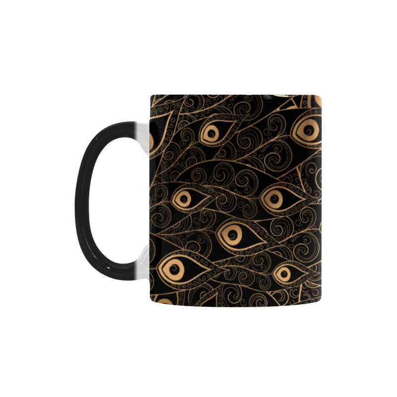 Gold peacock feather pattern Morphing Mug Heat Changing Mug