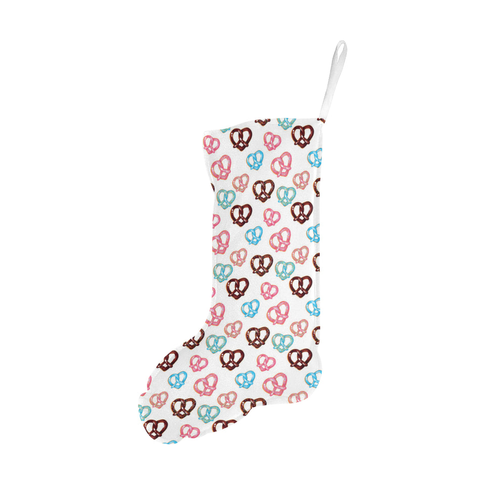 Pretzels Pattern Print Design 04 Christmas Stocking