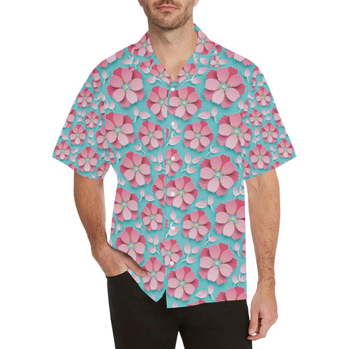 3D sakura cherry blossom pattern Men's All Over Print Hawaiian Shirt