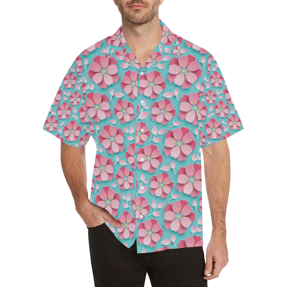 3D sakura cherry blossom pattern Men's All Over Print Hawaiian Shirt