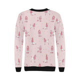 Poodle dog pink color theme Women's Crew Neck Sweatshirt