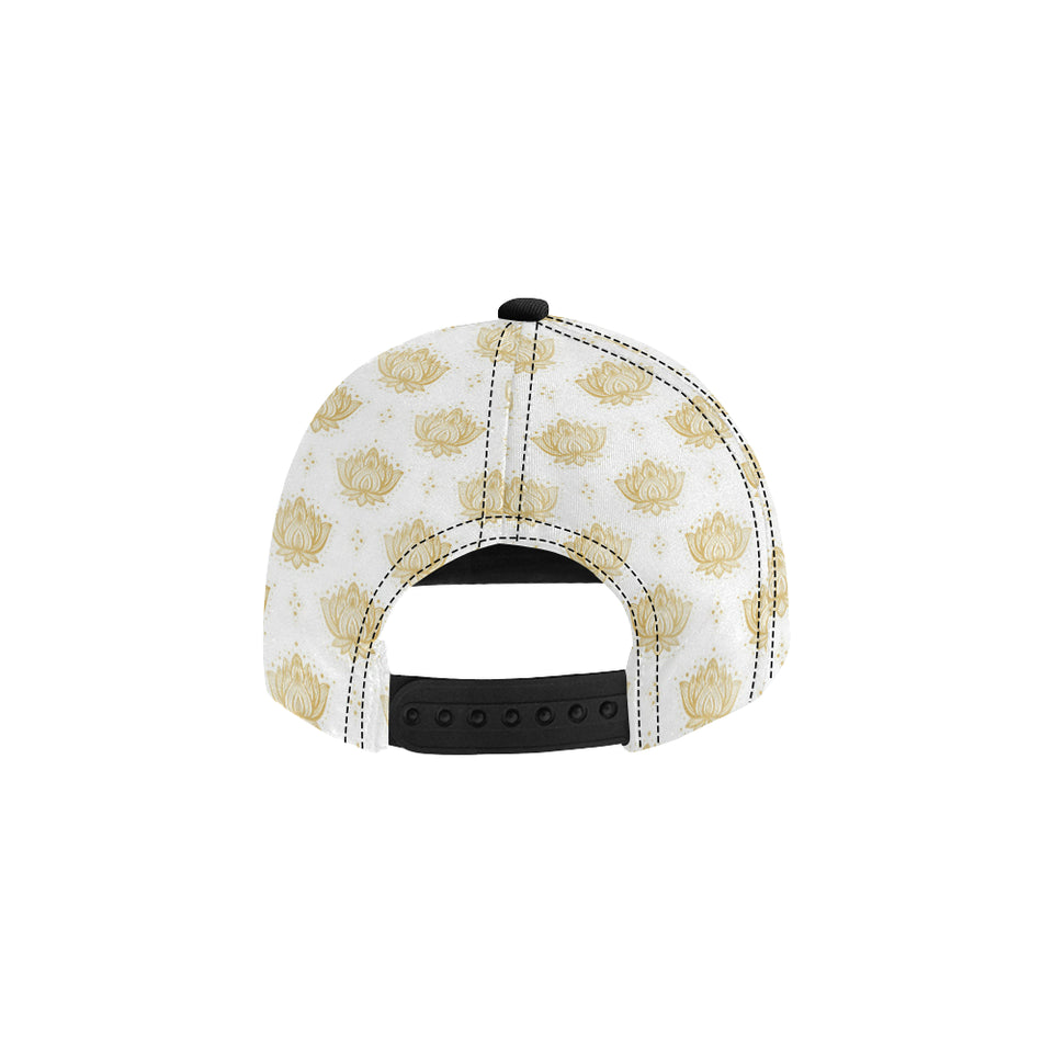 Gold Ornamental lotue waterlily symbol pattern All Over Print Snapback Cap