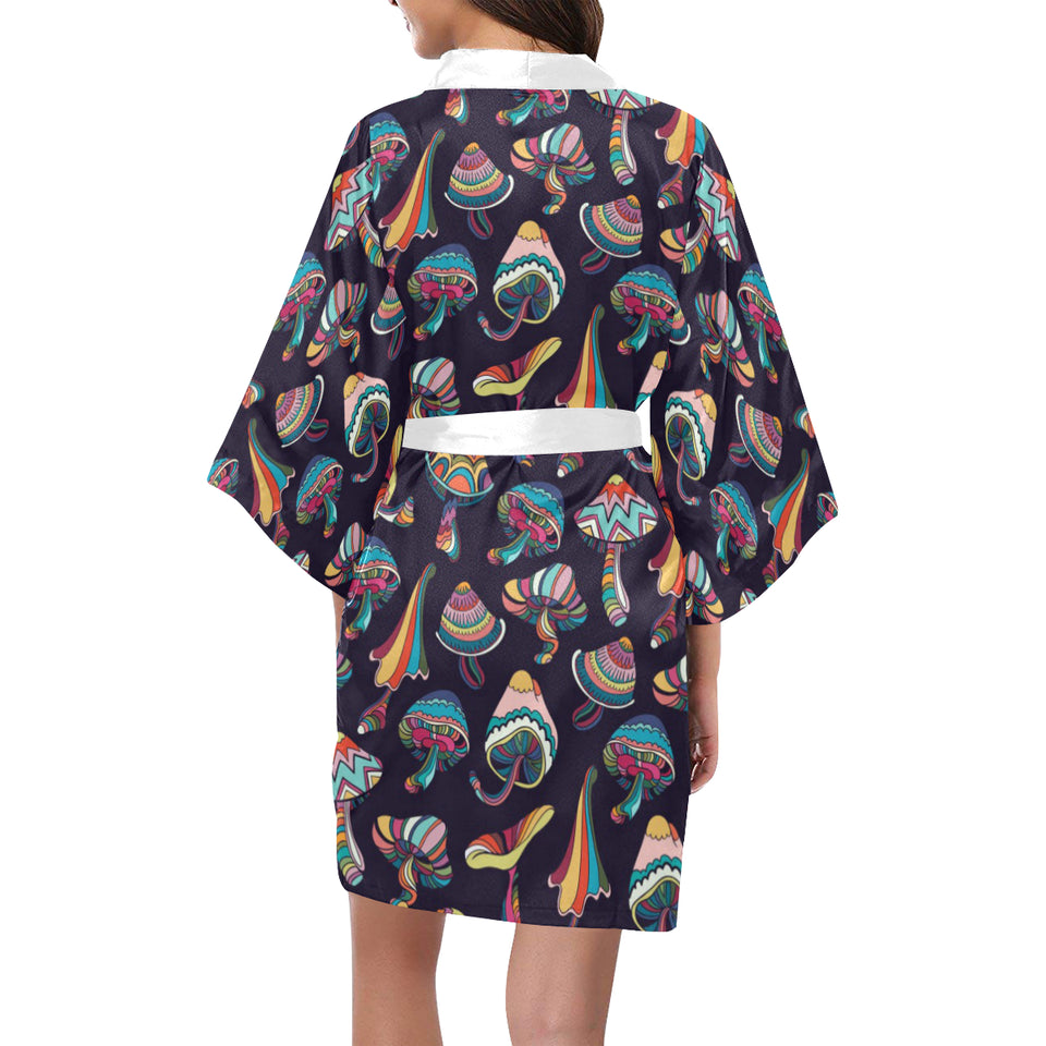 Colorful mushroom pattern Women's Short Kimono Robe