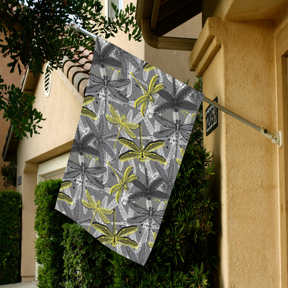 Hand drawn dragonfly pattern House Flag Garden Flag